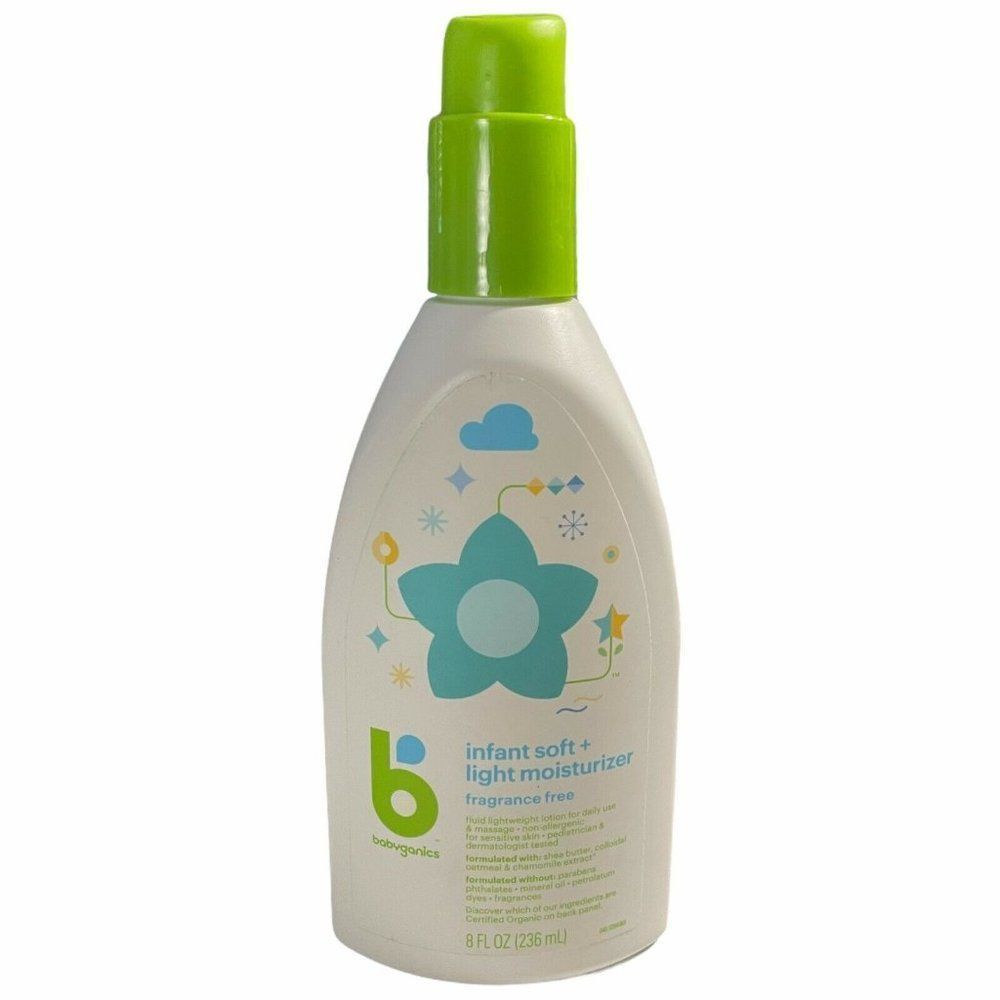 Babyganics Infant Soft + Light Moisturizer Fragrance Free Baby Lotion 8 Fl Oz
